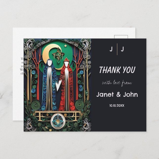 Postal Boho Boda Gracias (Anverso / Reverso)