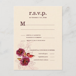 Postal Boho Burgundy Rose RSVP