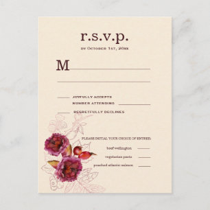 Postal Boho Burgundy Rose RSVP