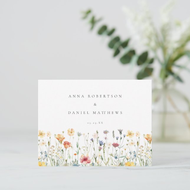 Postal Boho Chic Floral Boda RSVP (Anverso de pie)