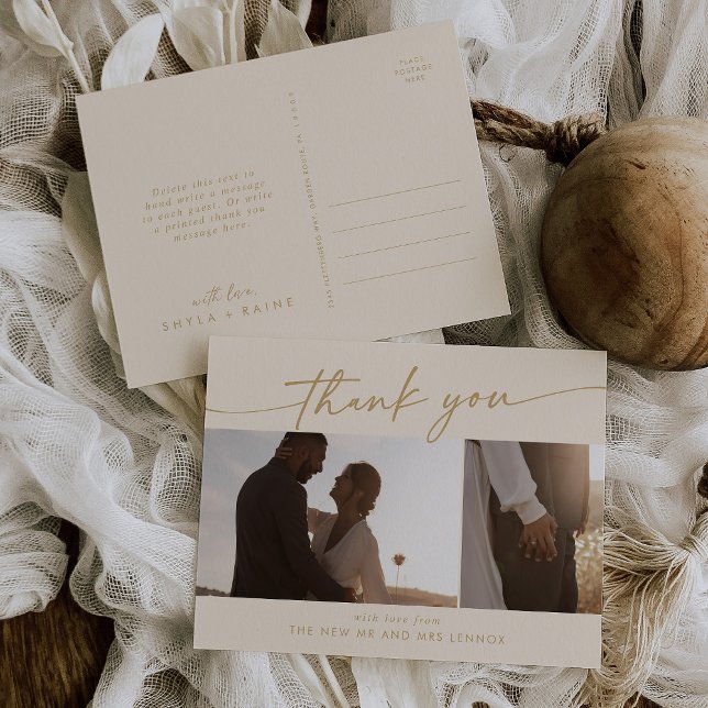 Postal Boho Chic Vintage Agradecimiento de Foto de Boda e (Subido por el creador)