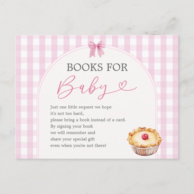 Postal Boho Cutie Pie Pink Gingham Books para bebé (Anverso)