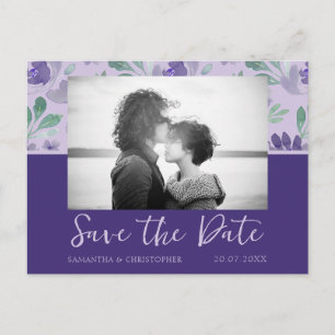 Postal Boho Dark Purple Save the Date Boda