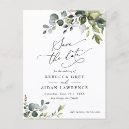 Postal Boho Eucalyptus Greenery Wedding Save the Date