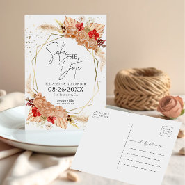 Postal Boho Floral | Boda Terracota Guardar La Fecha