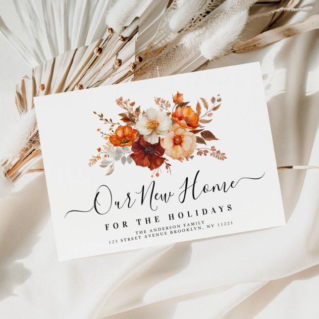 Postal Boho floral de otoño Nueva dirección (Subido por el creador)