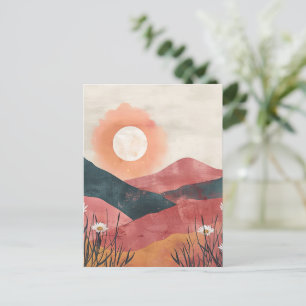 Postal Boho Floral Mountain Sunset - Rústica Naturaleza