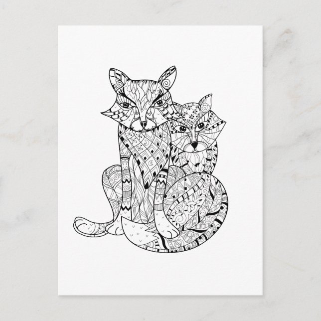 Postal Boho Fox Doodle (Anverso)