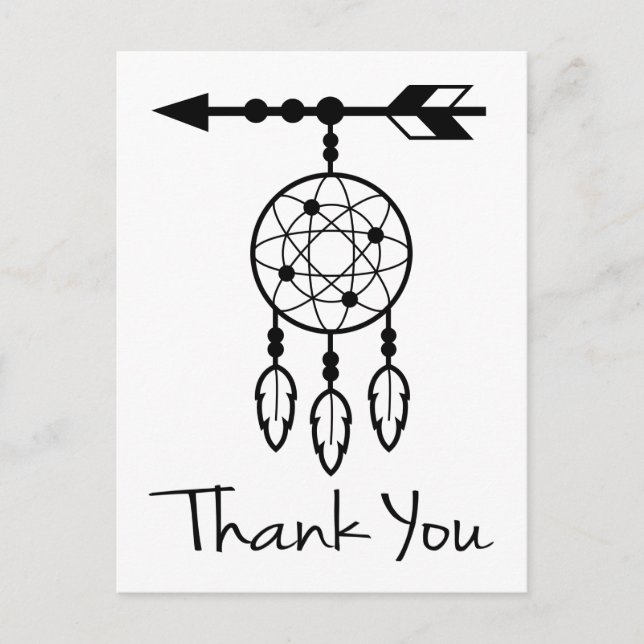 Postal Boho Gracias Dream Catcher Nativos Estadounidenses (Anverso)