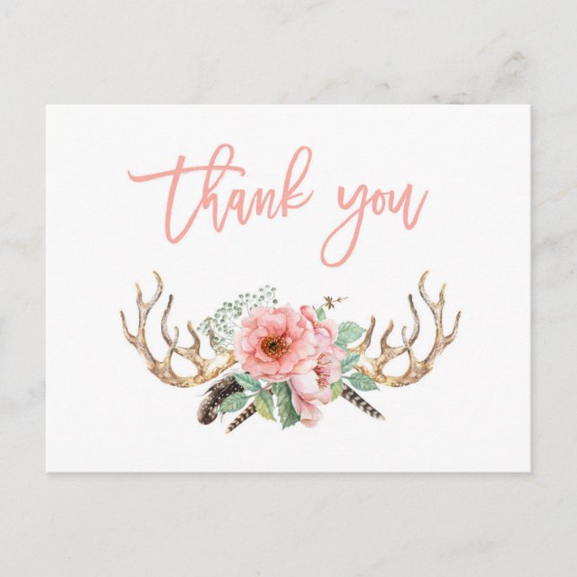 Postal boho gracias postal, bohemian notecard (Anverso)