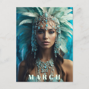 Postal *~* Boho Headdress MARCH AP53 AQUAMARINE