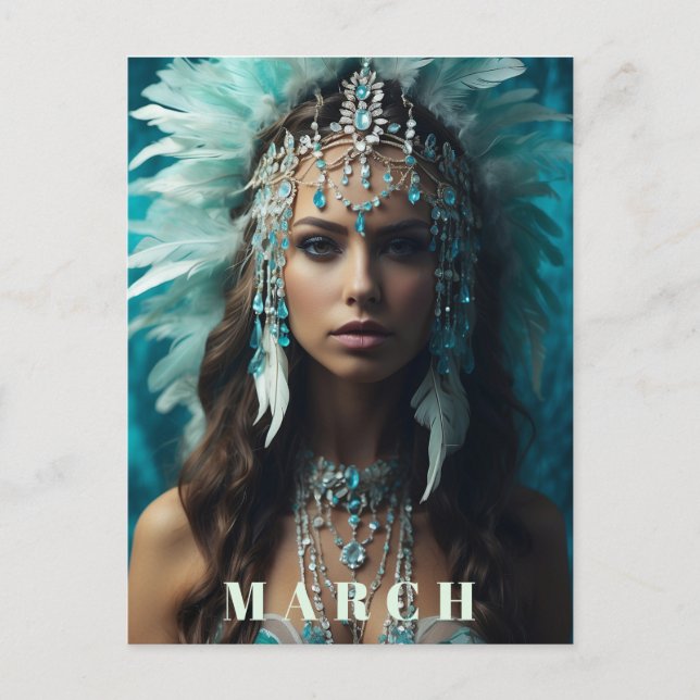 Postal *~* Boho MARCH AQUAMARINE AP53 Headdress (Anverso)
