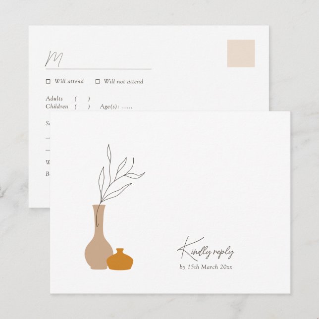 Postal Boho Minimalista Vases | Solicitud de canción + el (Anverso / Reverso)