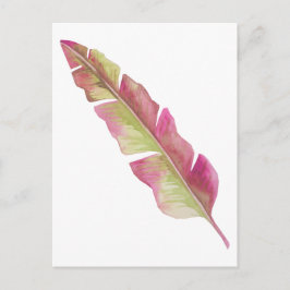 Postal Boho Moda rosa y pluma verde