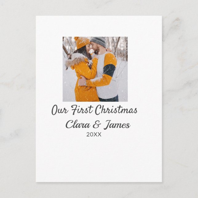 Postal Boho moderno nuestro primer nombre de pareja de fo (Anverso)