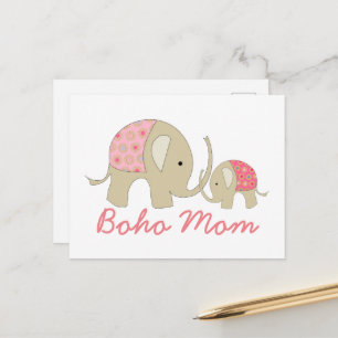 Postal Boho Mom, Pink Elephant