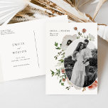 Postal Boho otoño Boall Wedding Save the Date Postcard<br><div class="desc">Esta Boda Floral Bohemia de Otoño salva la postal de fecha de la colección Emilia presenta florales dibujados a mano en tonos otoño de borgoña, rosa y dorado enmarcando una foto de la hermosa pareja. Personalízalo con tus datos fácil y rápidamente. Simplemente pulse el botón "personalizar" para reorganizar y formatear...</div>