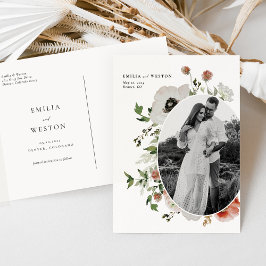 Postal Boho otoño Boall Wedding Save the Date Postcard