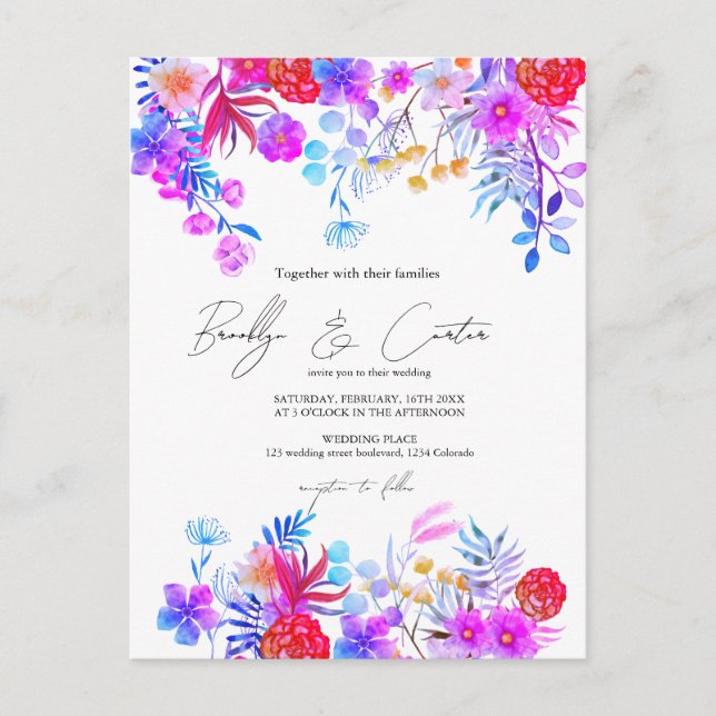 Postal Boho otoño rústico floral todo en uno (Anverso)