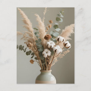 Postal Boho Pampas Algodón Eucalipto Floral Neutral