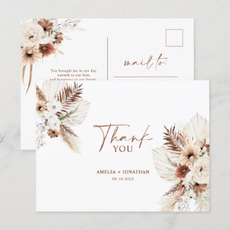 Postal Boho Pampas Terracotta Boda Gracias Postcard