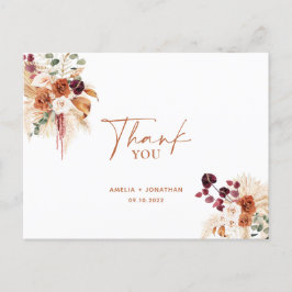 Postal Boho Pampas Terracotta Gracias Postcard