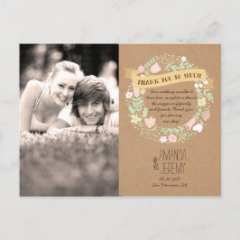 Postal Boho Pastel Floral Wreath Rústico Boda