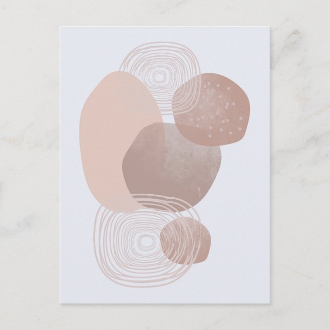 Postal Boho Peach Peach Pink Organismos Art Post Card (Anverso)