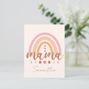 Postal Boho Rainbow Mama con las fases lunares