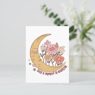 Postal Boho Retro Flores Luna Vibe De Verano Toma Un Mome