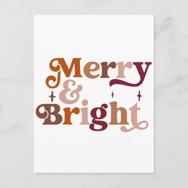 Postal Boho Retro Merry y Bright (Anverso)