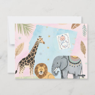 Postal Boho Safari Baby Shower Invite - Pastel Animals
