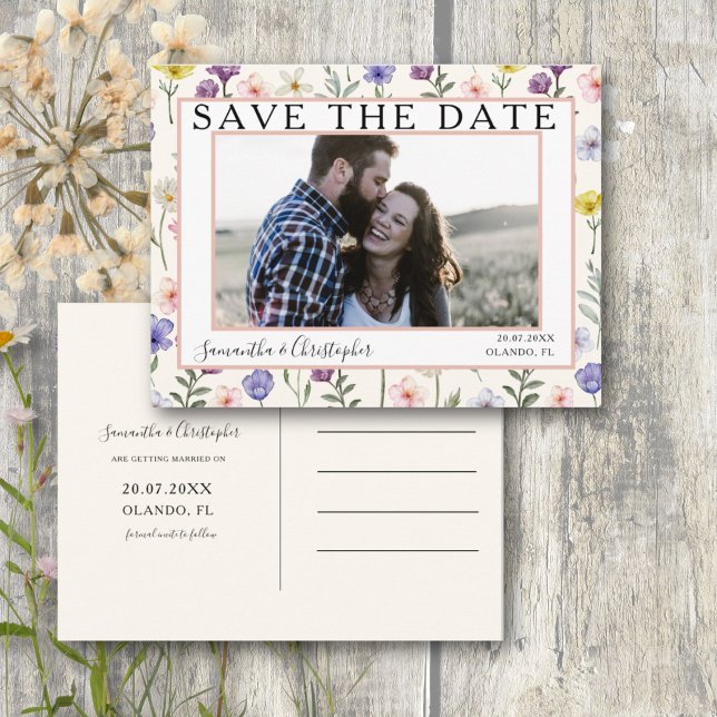 Postal Boho Save the Date Flor Silvestre & Foto (Subido por el creador)