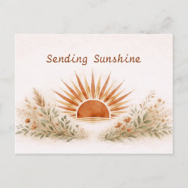 Postal Boho Sunburst Botánico de Terracota Cálida