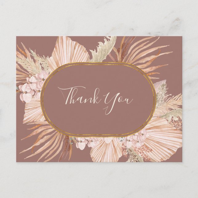 Postal Boho Tropical Botanical | Dusty Rosa Gracias (Anverso)