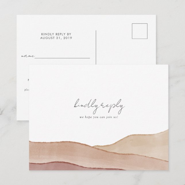 Postal Boho Watercolor Abstract Wedding RSVP (Anverso / Reverso)