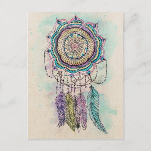 Postal Boho Watercolor Mandala Dreamcatcher