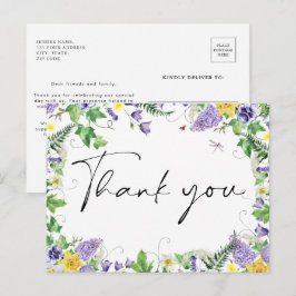 Postal Boho Wildflower Boda Gracias