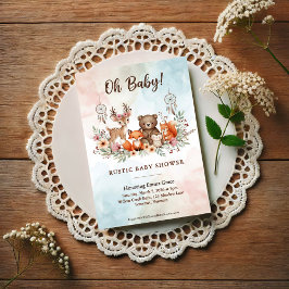 Postal Boho Woodland Animals Baby Shower Invitation