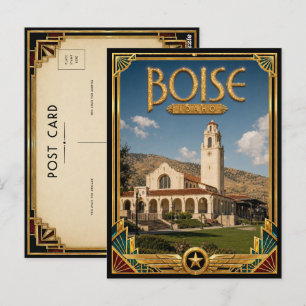 Postal Boise Idaho Arte Deco Vintage Edad Dorada