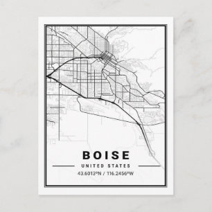 Postal Boise Idaho Poster de mapas de ciudades de viaje d