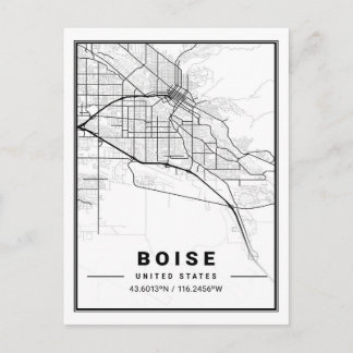 Postal Boise Idaho Poster de mapas de ciudades de viaje d