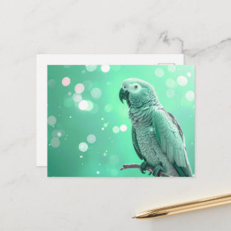 Postal Bokeh Bonito Loro Gris Africano