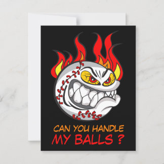 Postal Bola de béisbol enojada con cita, divertida