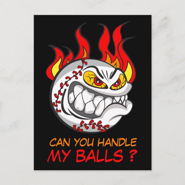 Postal Bola de béisbol enojada con cita, divertida (Anverso)