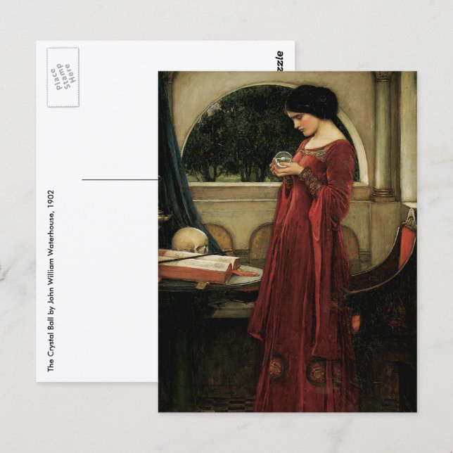 Postal Bola de Cristal de John William Waterhouse (Anverso / Reverso)