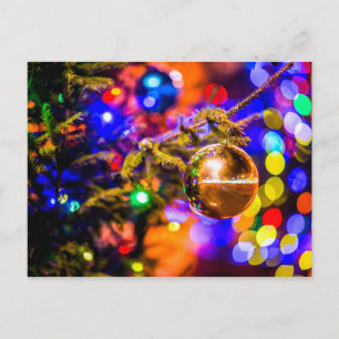 Postal Bola de Ornamento de Vidrio, Luces Alegres