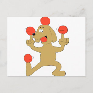 Postal Bolas de baile de perros de dibujos animados