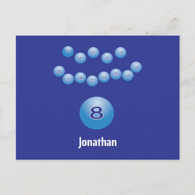Postal Bolas de Bouncing personalizadas Happy 8day (Anverso)