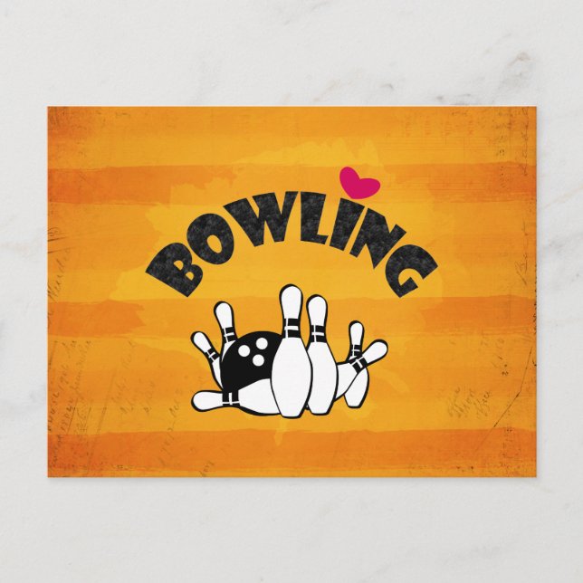 Postal Bolas de Bowling para el corazón y bolas (Anverso)